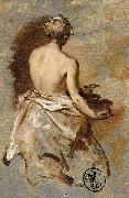 Nicolas Vleughels Young Woman with a Nude Back Presenting a Bowl oil on canvas
